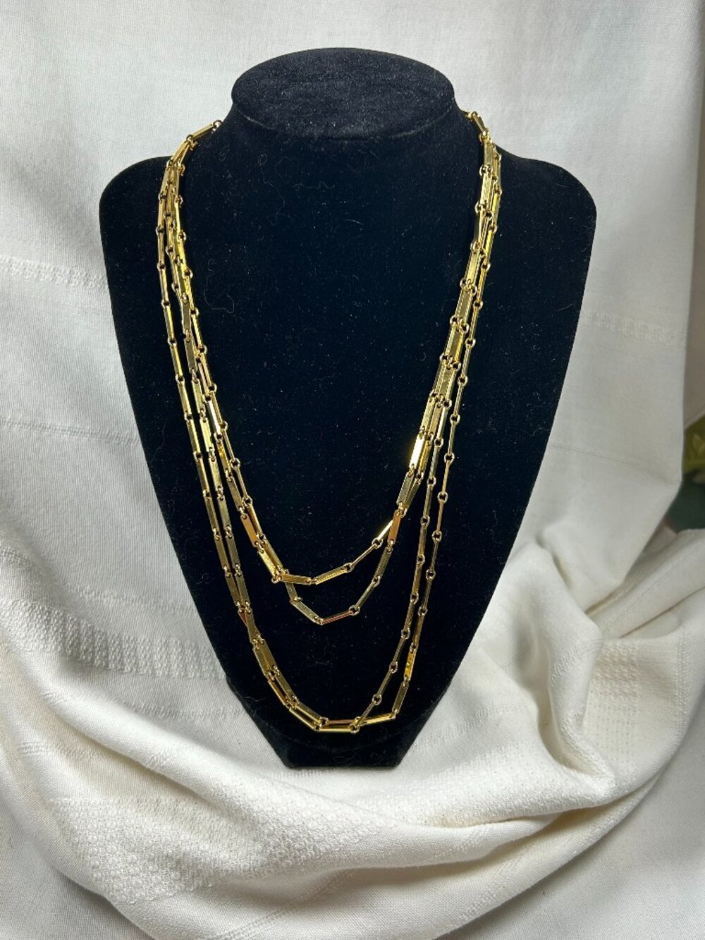 Vintage Gold-Tone Multi-Strand With Distinctive Bar Links Necklace - Pre-owned